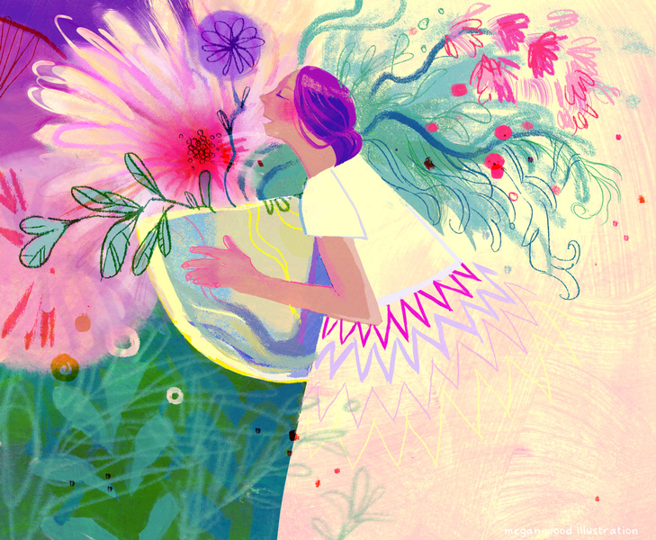 megan wood illustration - Flower Basket
