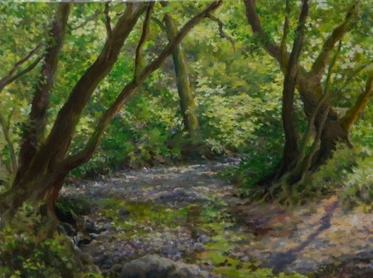 Barbara Reinertson - A Woodland Stream In Summer 24 x 18
