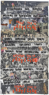 Moshburn - Festicide 2014 festival poster set. 3 17x11 prints