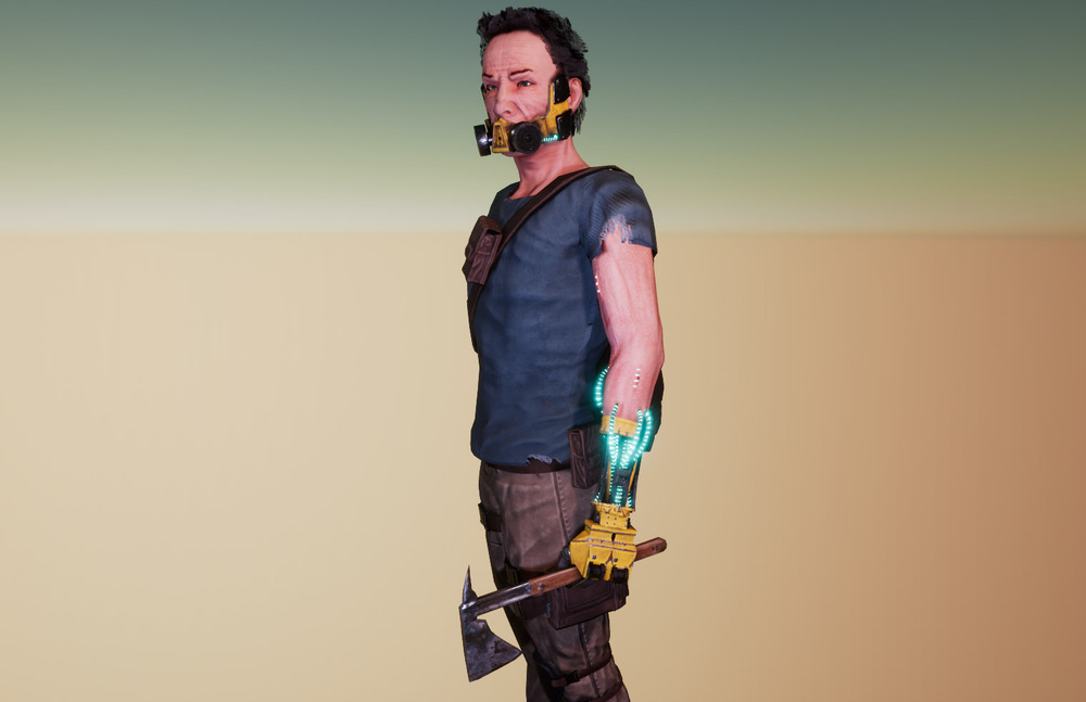 Joels Portfolio - Post Apocalyptic SoldierHigh-poly model made in ZBrush | Low-poly retopology in Maya and 3DS Max | Textures created using Substance Painter | Final Render in Unreal Engine. 81,059 tris. 2017. Click for additional images