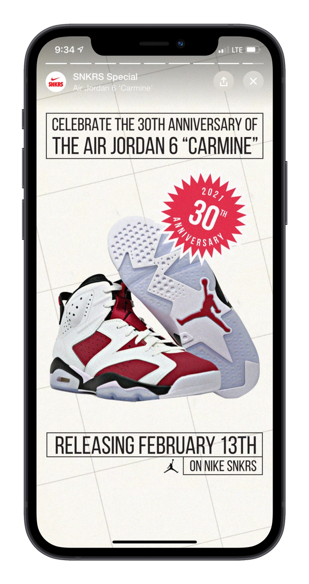 Nike SNKRS // Air Jordan 6 Carmine - SNKRS Special